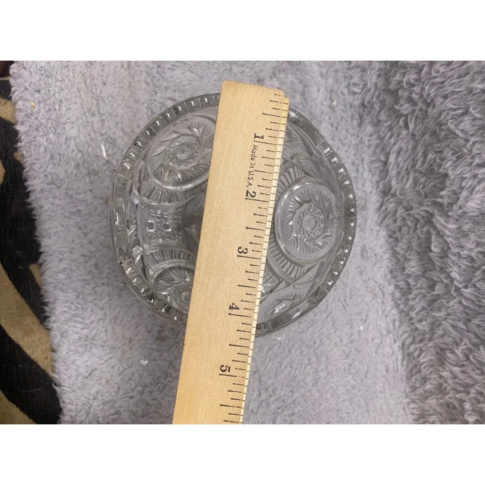 Vintage Cut‎ Crystal Candy Dish Compote Pedestal Bowl Clear Glass Decor